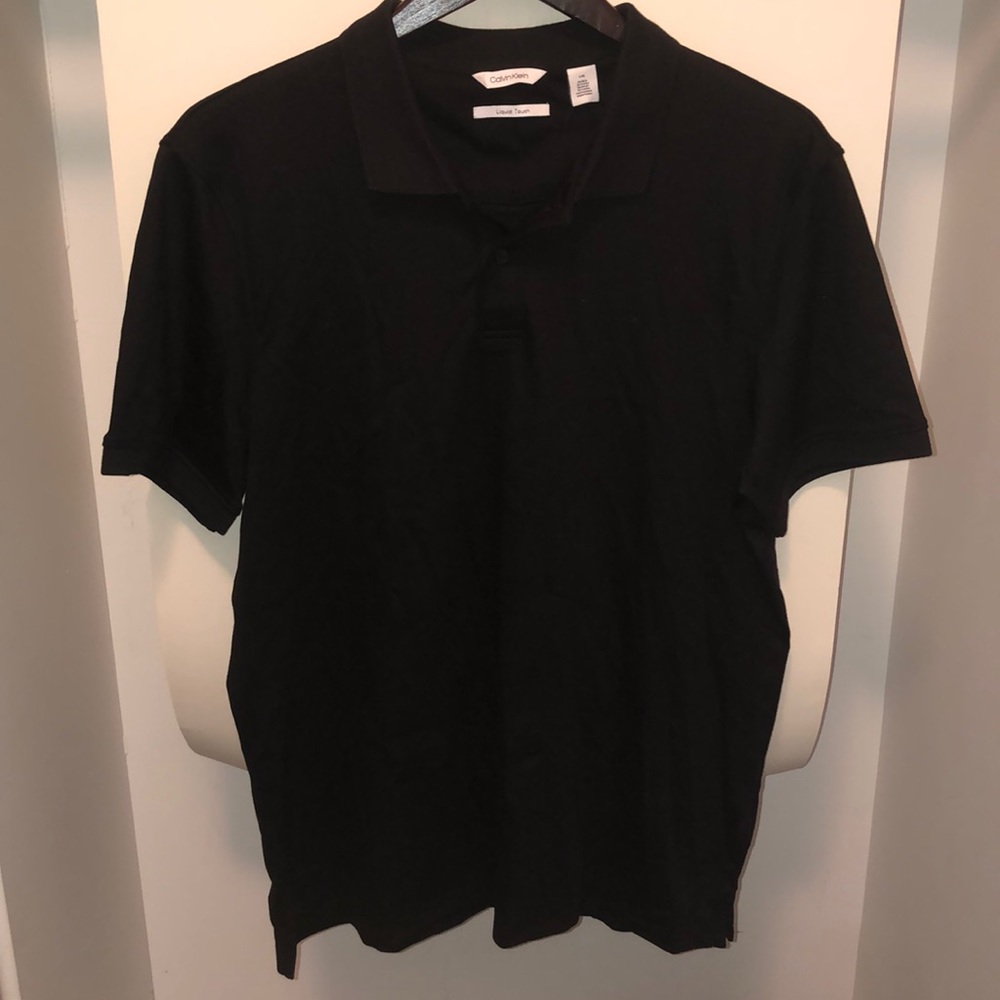 Calvin Klein Liquid Touch Black Collared Shirt